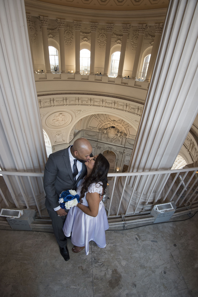 Bride and Groom in the Upper Dome at San Francisco City Hall