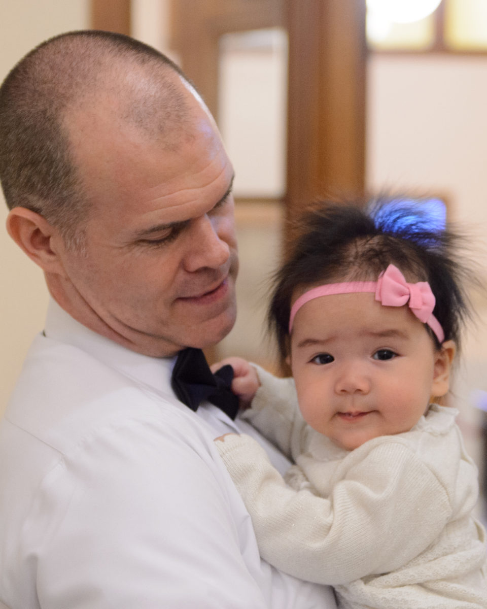 Dad with daughter just before the city hall ceremony