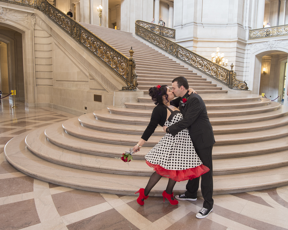 Fun Wedding Dress at the Grand Staircase