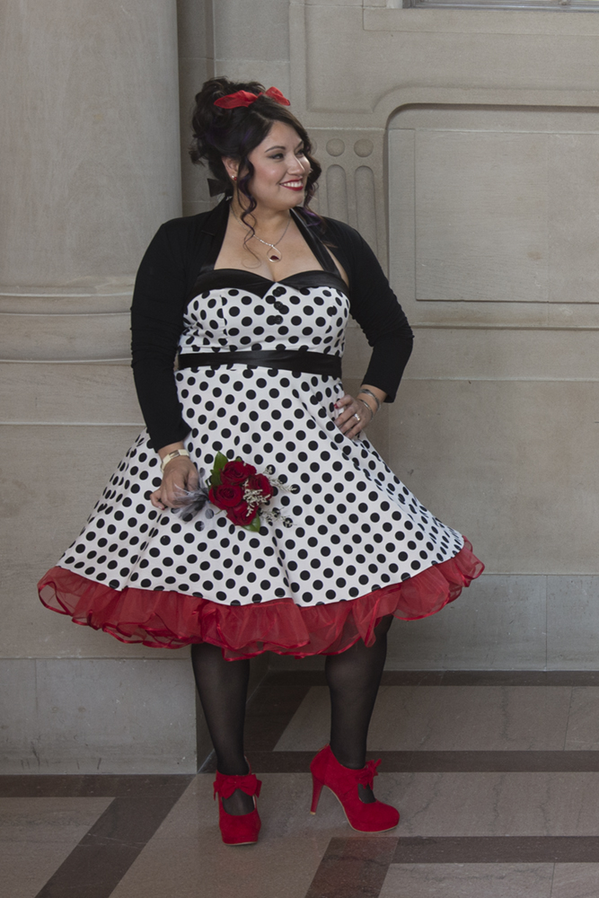 Polka Dot Wedding Dress at SF City Hall