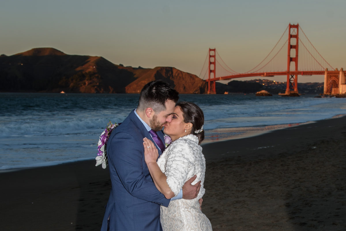 Kissing in Front of the Golden Gate Bridge in San Francisco