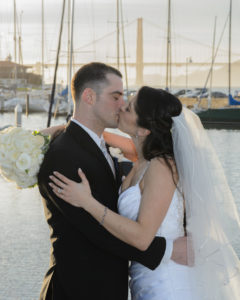 Wedding Kiss at the San Francisco Marina with the Golden Gate Bridge in the background