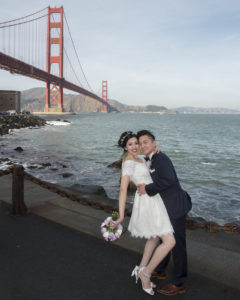 Golden Gate Bridge with Wedding Couple