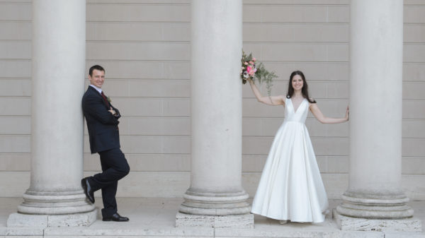 Bride and Groom in San Francisco having fun at the Legion of Honor