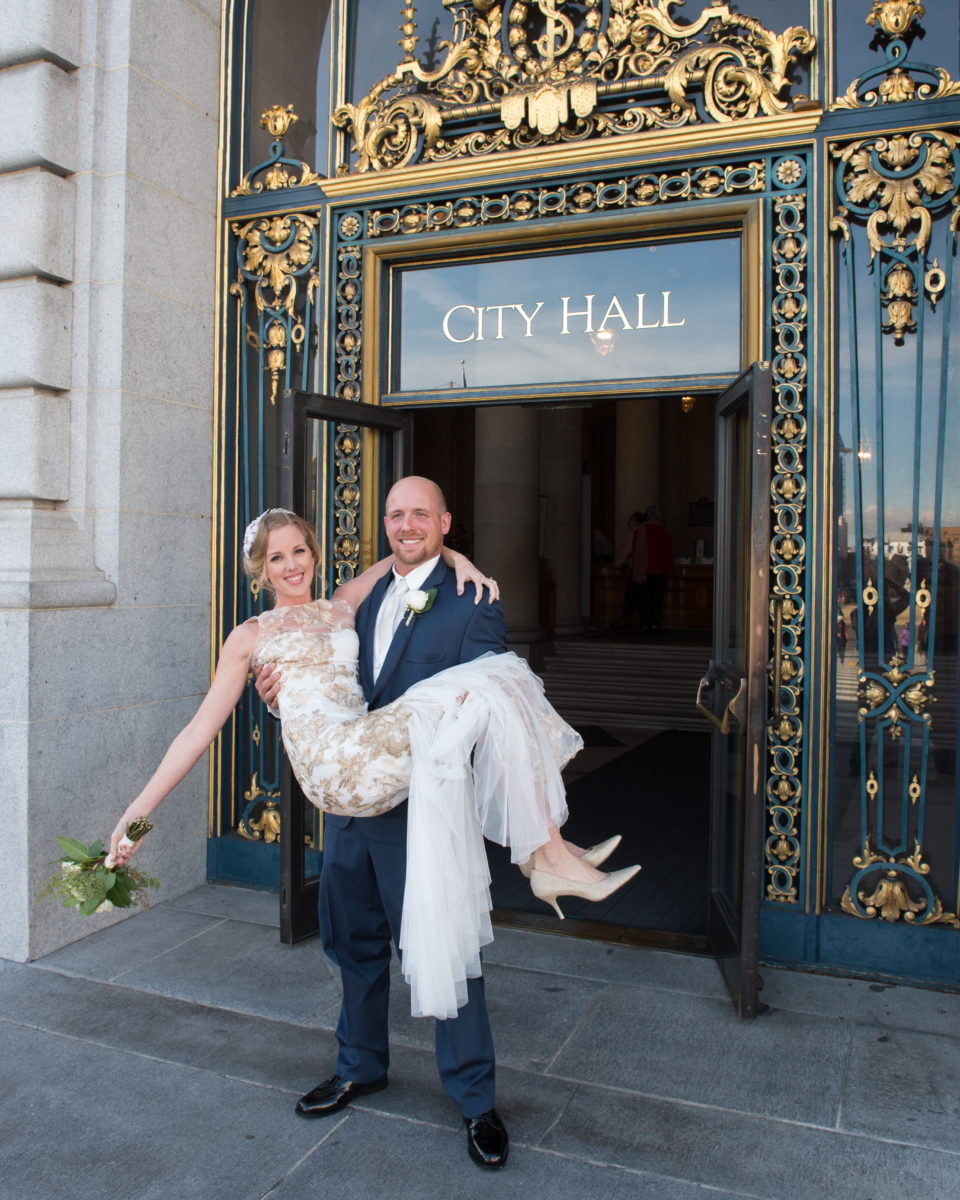 Carrying the Bride out of San Francisco City Hall