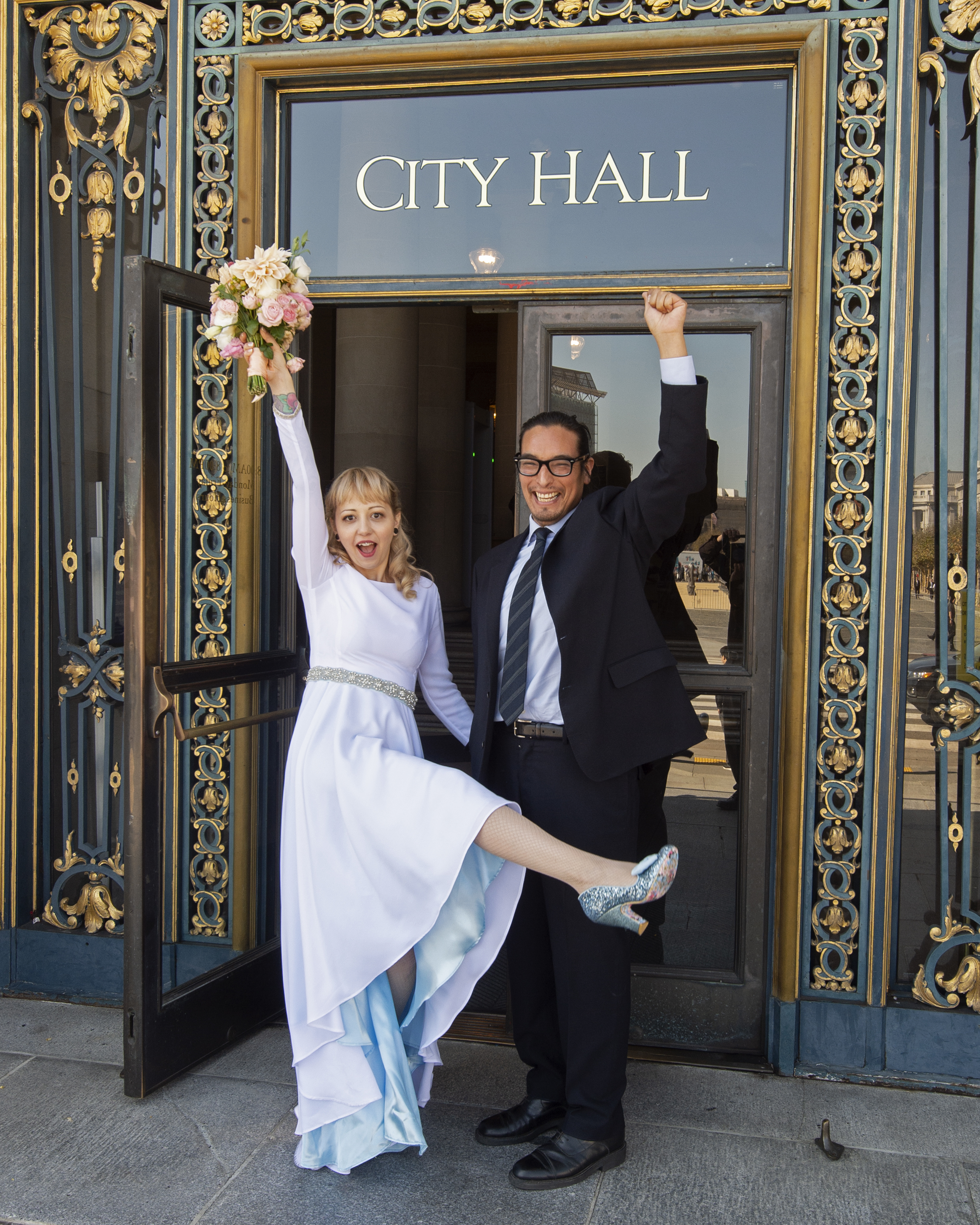 Celebrating at the Main Entrance to San Francisco City Hall