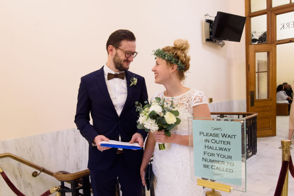 San Francisco City Hall couple waiting to get married