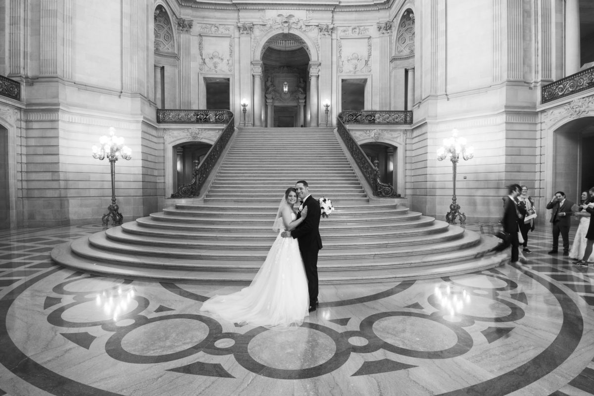 The Grand Staircase at city hall with people in the way