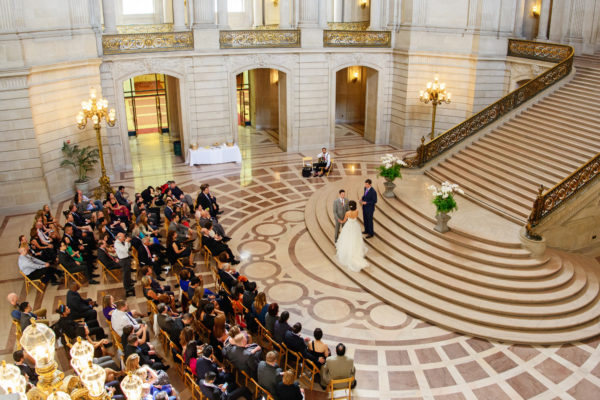 Large Crowd at city hall reserved wedding