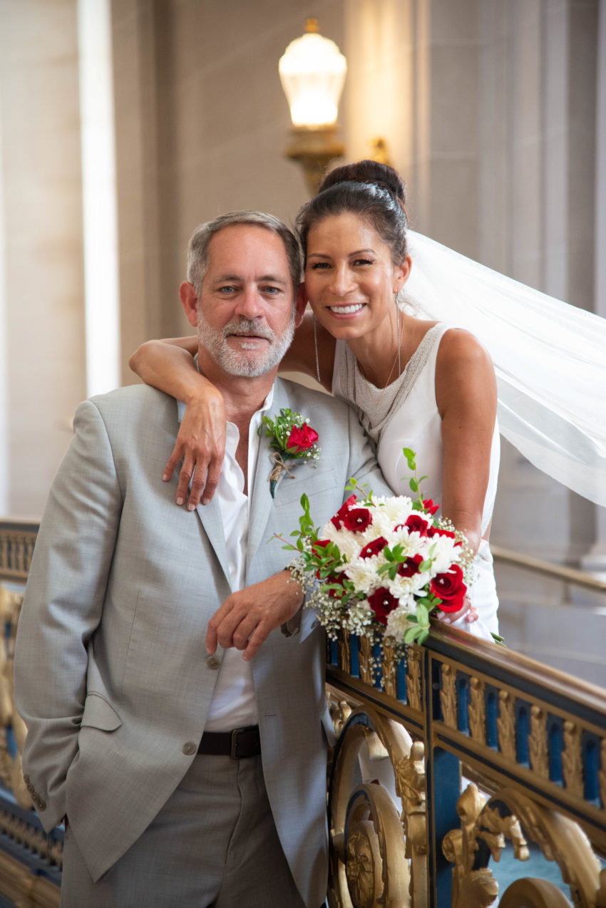 City Hall wedding picture with soft professional lighting.