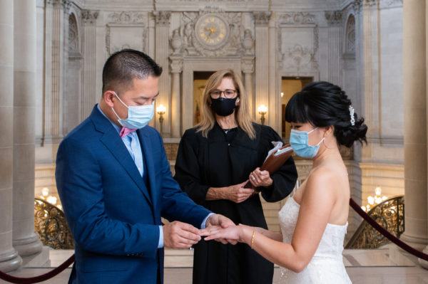 San Francisco city hall civil ceremony with masks on