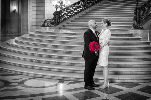 Bridal bouquet as the focal point of a Black and White picture