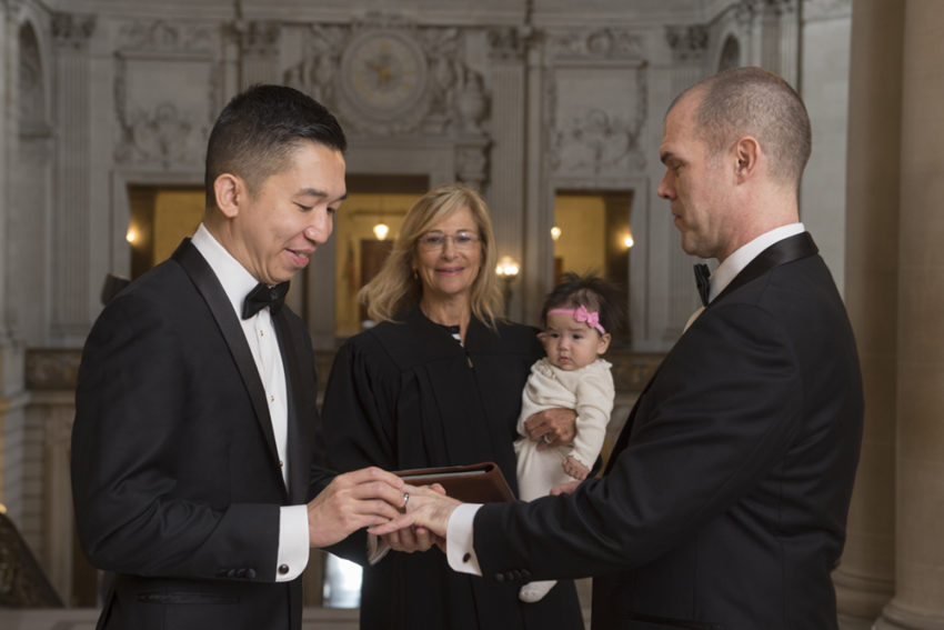 San Francisco city hall ceremony with baby