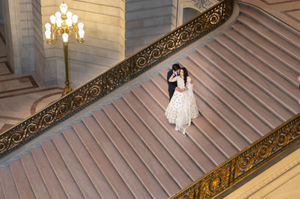 Indian couple on the Grand Staircase