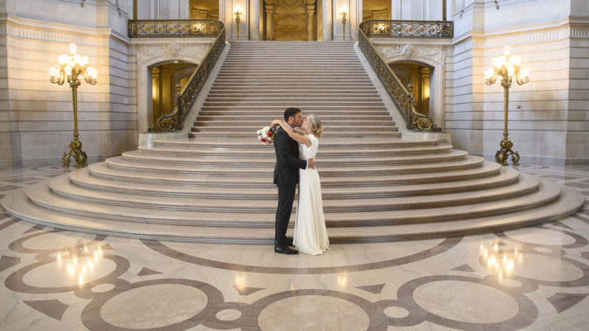 San Francisco city hall wedding photography at the Grand Staircase