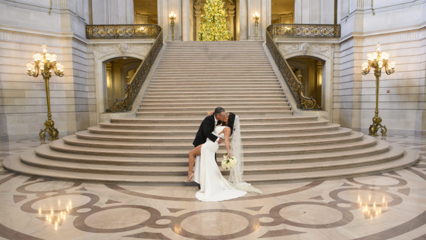 San Francisco city hall Staircase with Christmas tree