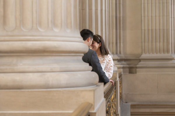 Bride and Groom loving each other at San Francisco city hall