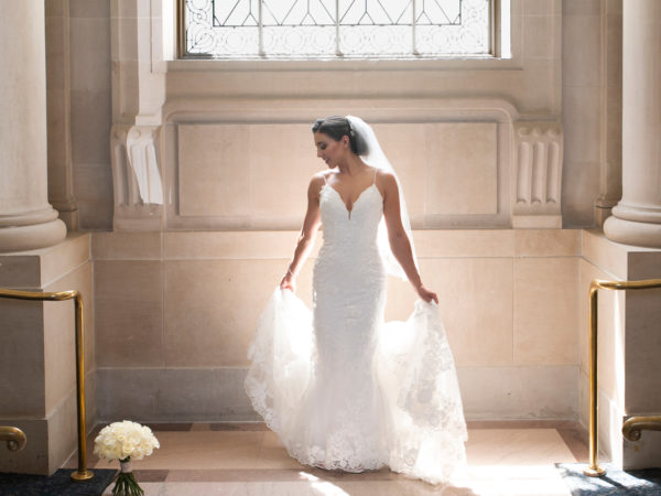 Beautiful SF city hall bride in the natural light