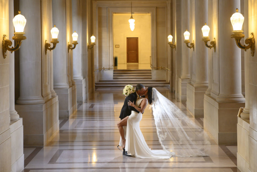 Beautiful Formal wedding dress at San Francisco city hall