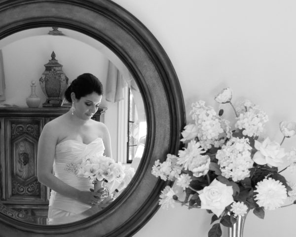 Bridal Prep Pictures - Bride in the mirro