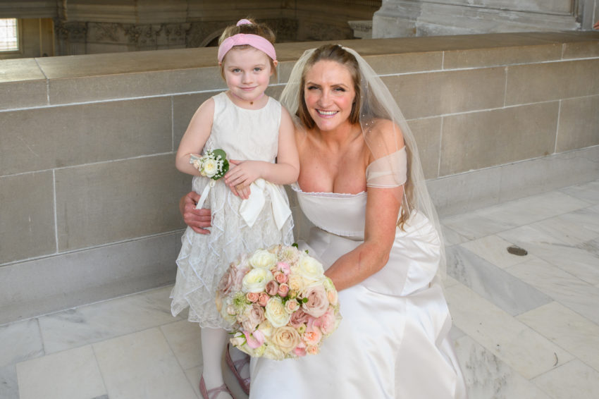 San Francisco city hall flower girl with bride