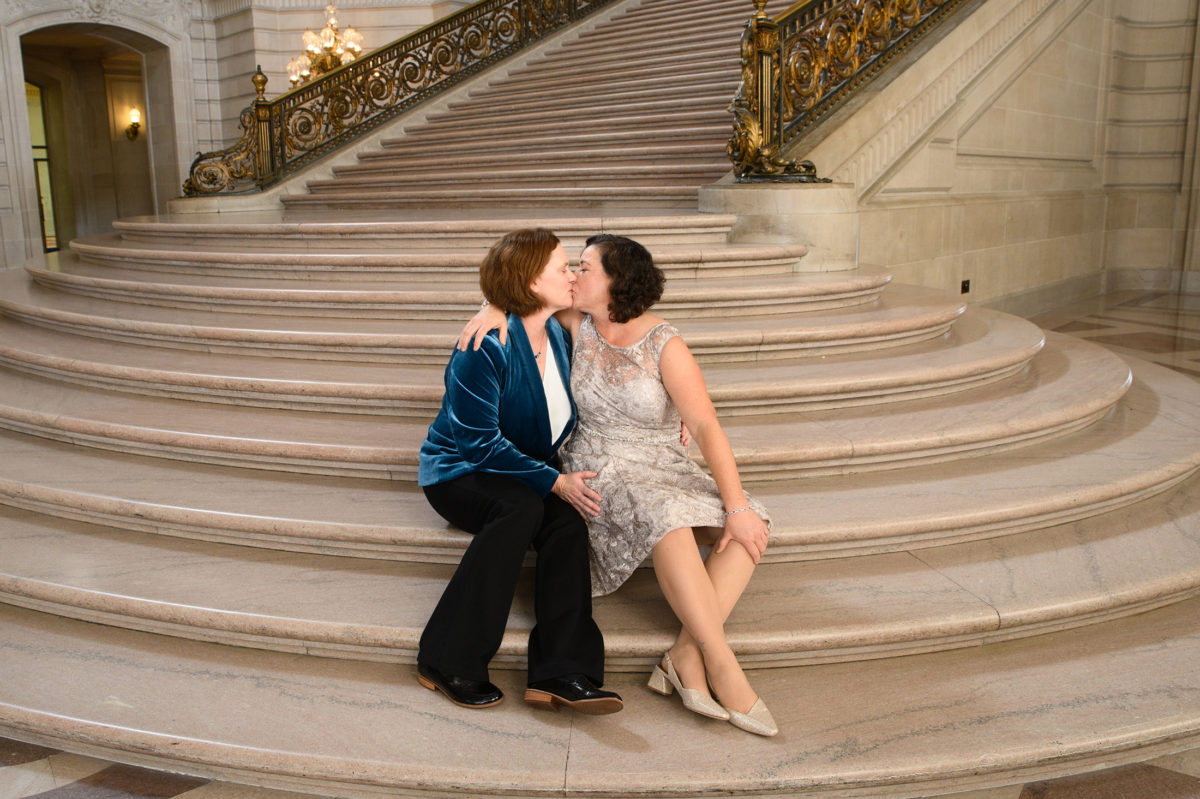 LGBTQ Brides on the Grand Staircase at SF City Hall