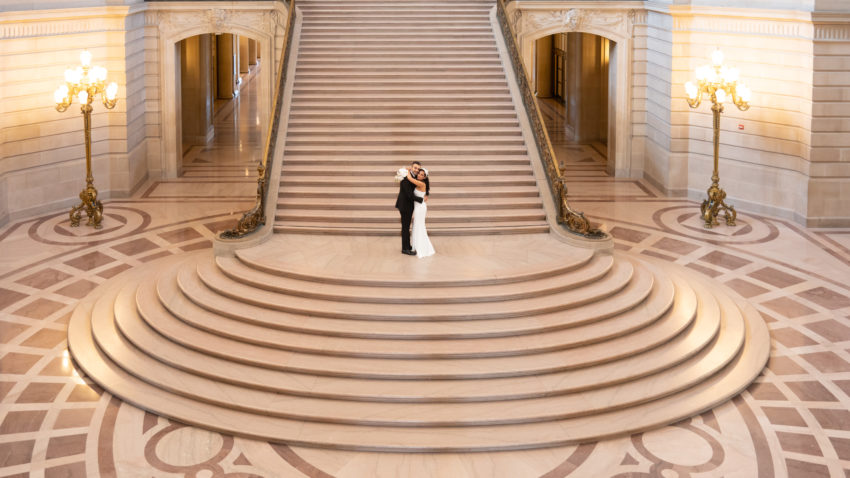 The Grand Staircase Wedding Picture with Bride and Groom