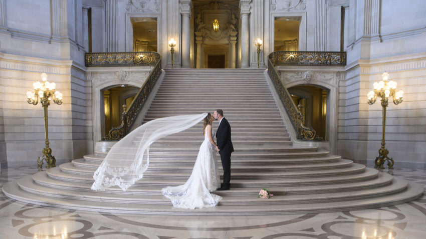 San Francisco city hall wedding picture of the Grand Staircase