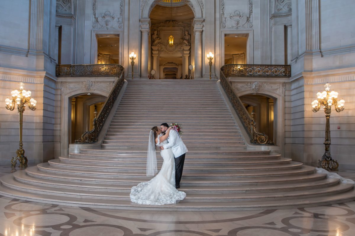 City Hall wedding pictures on the Grand Staircase