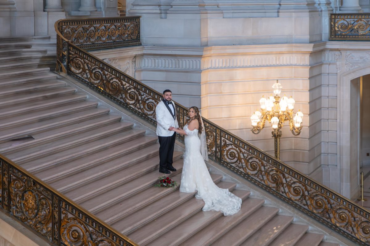 San Francisco city hall wedding photography on the Grand Staircase