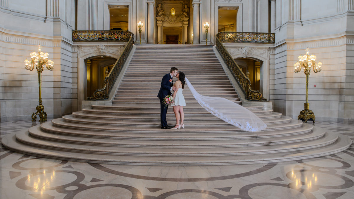 Grand Staircase with flying veil at San Francisco city hall