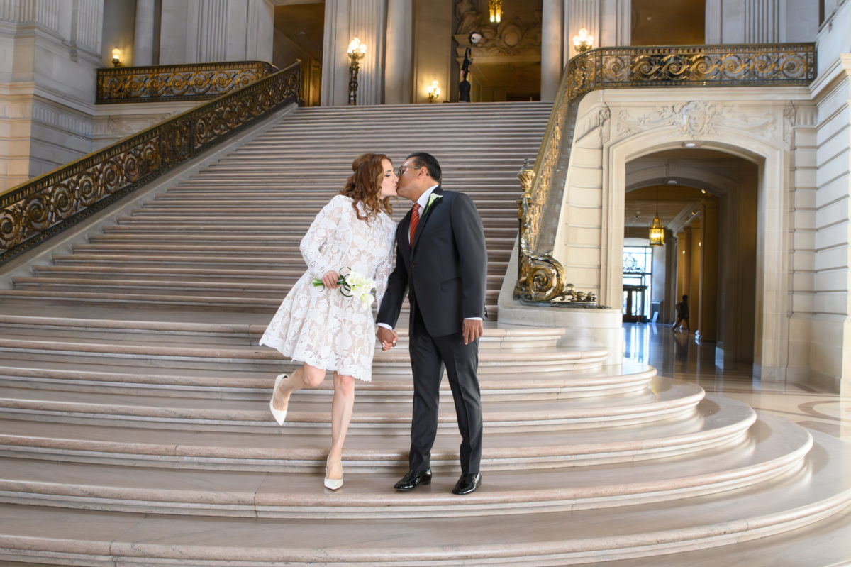 Walking down the Grand Staircase at SF City Hall