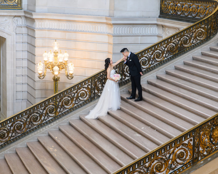 Candid wedding photography SF City Hall