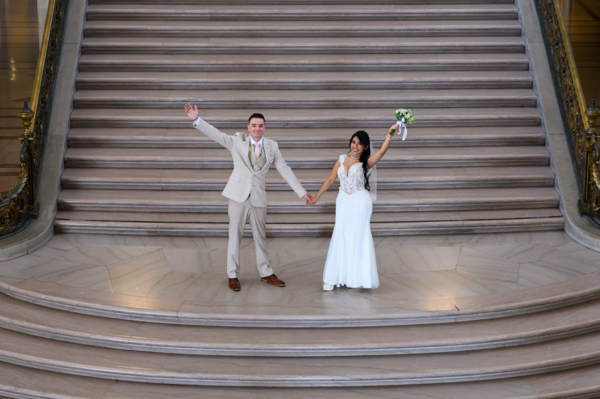 Bride and Groom Celebrate their SF city hall marriage