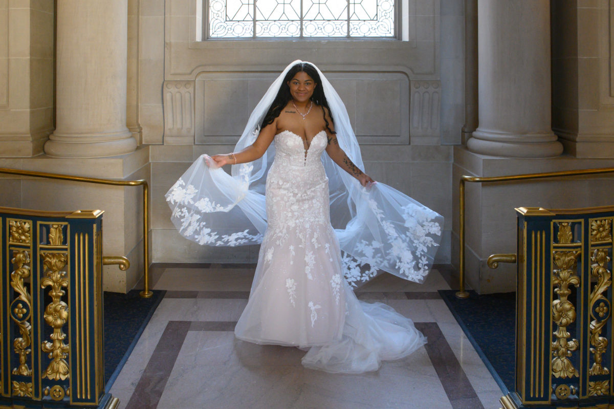 Spinning bride at San Francisco city hall