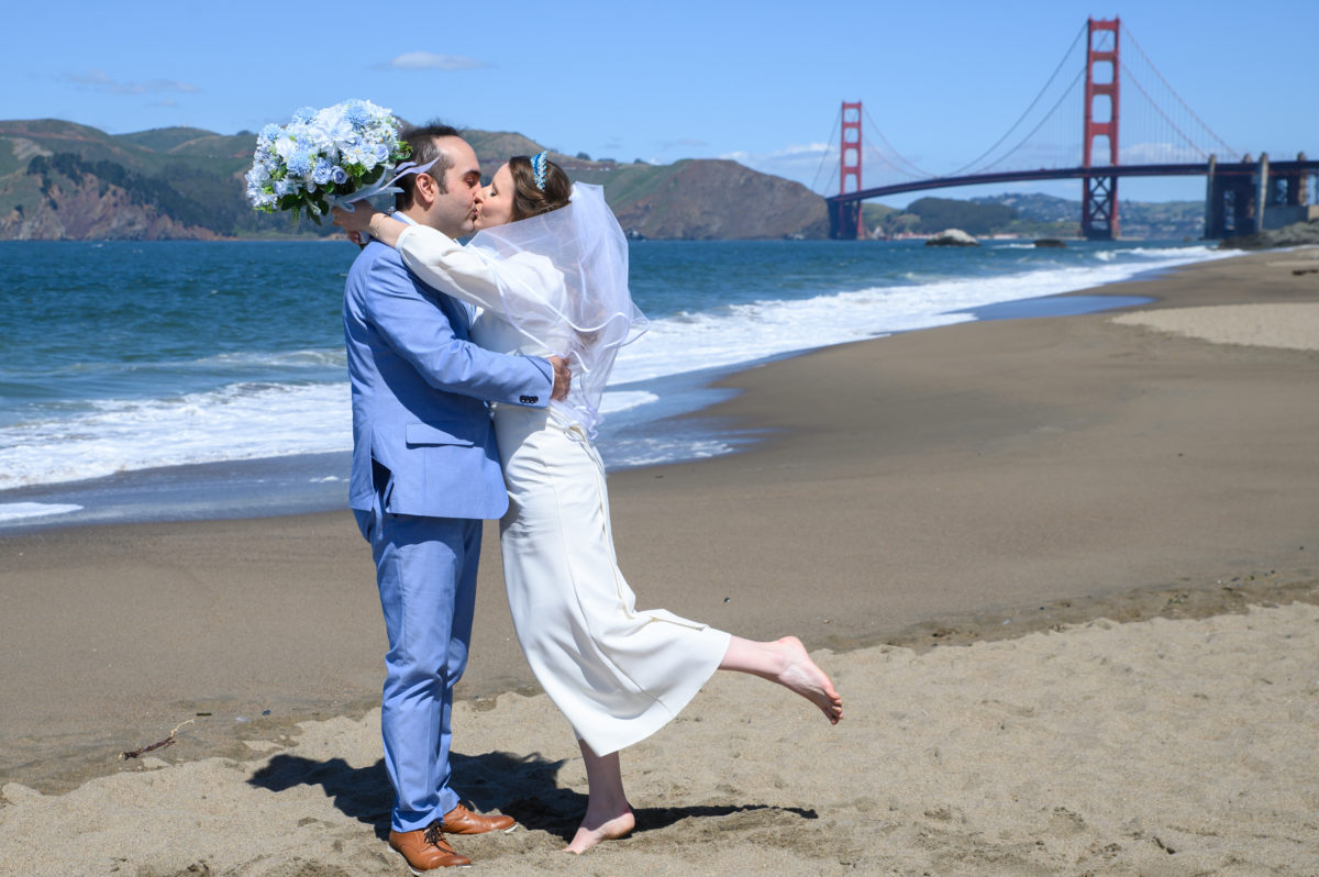 San Francisco's Baker Beach is a popular wedding photography spot shown here