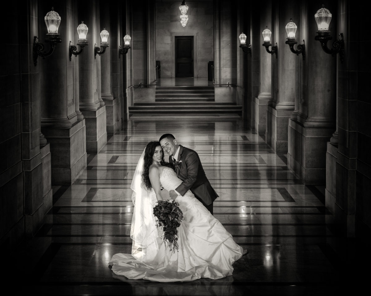 Sepia Tone wedding photos at San Francisco city hall